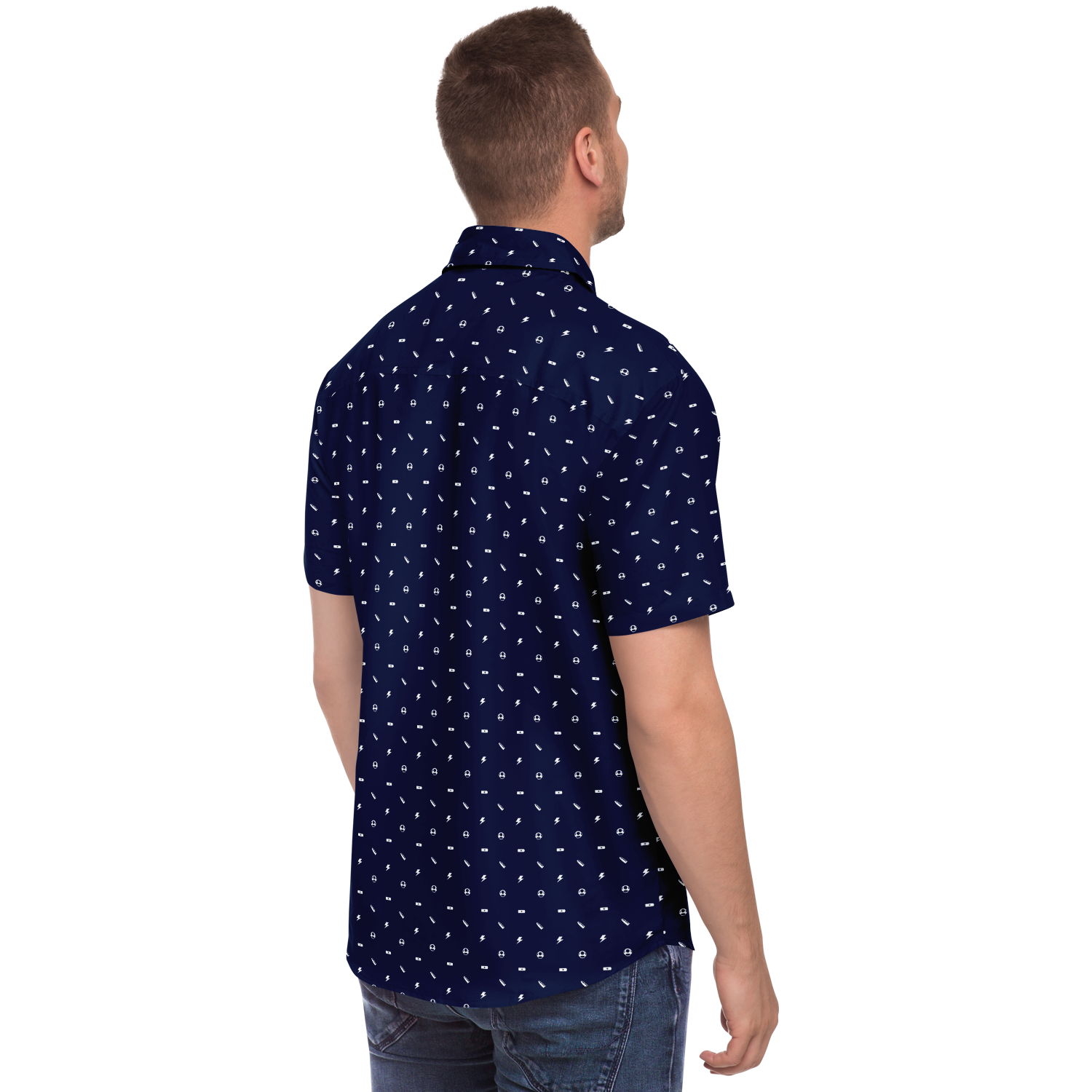 Power Pattern Button Down T-Shirt