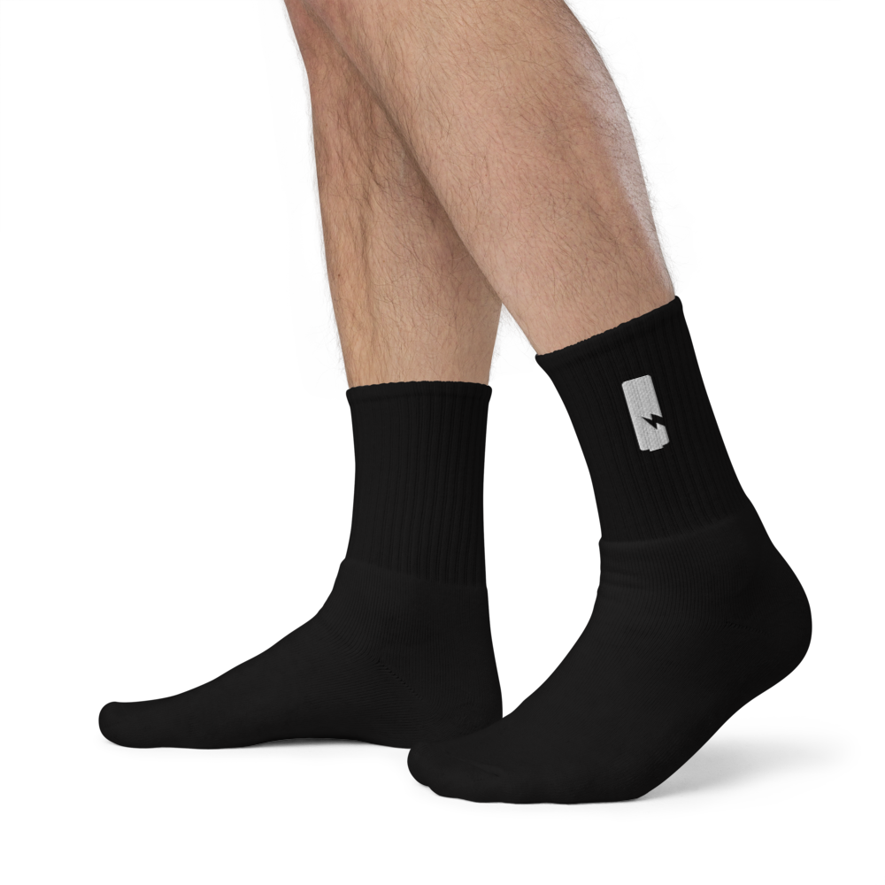Embroidered Battery Volt Crew Sock