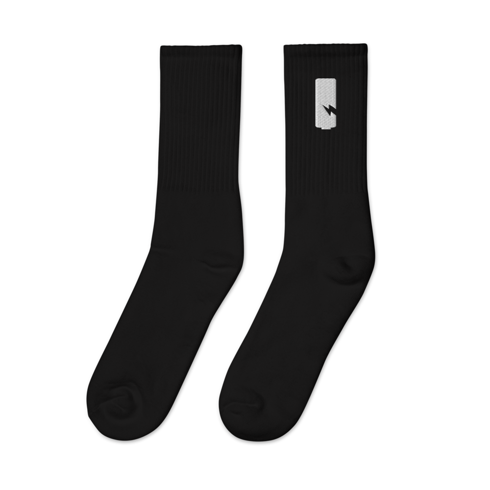 Embroidered Battery Volt Crew Sock